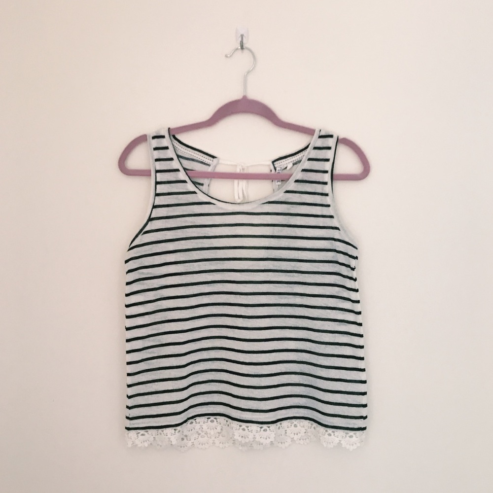 Stripped Lace Tank